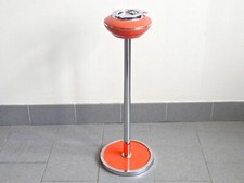 CENDRIER SUR PIED VINTAGE 1970 EN METAL LAQUE ORANGE & CHROME 70S SPACE AGE