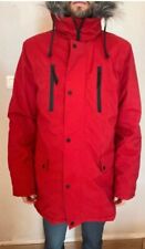 Parka Homme NEW LOOK A Capuche Fausse Fourrure M/L  Rouge Jamais Portée Neuve 