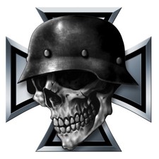 AUTOCOLLANT CROIX DE FER SKULL