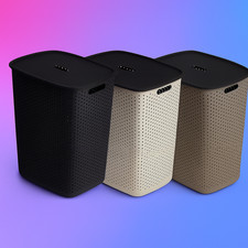 Panier à Linge avec Couvercle 60 L Bac à Linge Collecteur de Linge Boîte à...