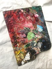 Palette d'artiste peintre utilisée en bois