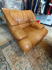 Fauteuil Vintage En Cuir Souple Couleur Cognac