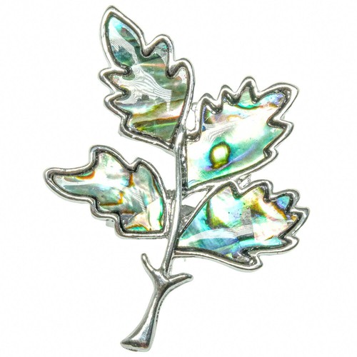 Broche feuille avec - , nacre