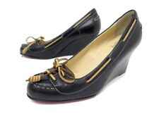 NEUF CHAUSSURES CHRISTIAN LOUBOUTIN 36 BATEAUX COMPENSEES CUIR NOIR SHOES 850€