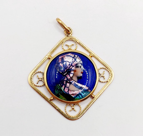 Pendentif art nouveau limoges - pendentif,