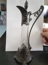 Aiguière WMF Art Nouveau Cristal Emaillé Décor IRIS Carafe Decanter