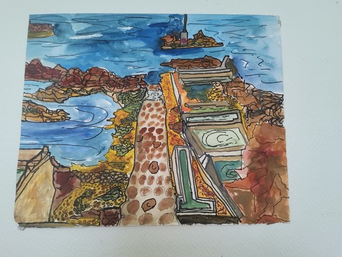 Paysage contemporain aquarelle