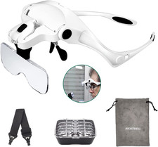 Lunette Loupe Avec 2 LED - Rightwell® Loupe Eclairante Frontale Pour Lecture,Tou