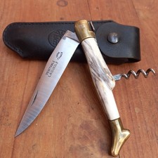 Joli Couteau VÉRITABLE LAGUIOLE  Manche en Résine avec Tire Bouchon Étui Cuir 