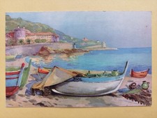 cpa Illustration Aquarelle NICE Les QUAIS des ÉTATS-UNIS à Rauba-Capeu BARQUE