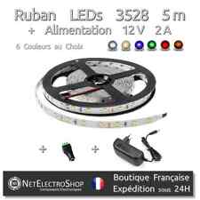 Ruban LEDs 3528 5m 300 LEDs 60 Leds/m + Alimentation 12v 2A, 6 Couleurs au Choix