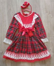 Robe de soirée de Noël fille rouge tartan espagnol romane âge 2 et 5 ans neuve avec étiquette