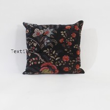 Housse De Coussin En Velours Floral Noir Ethnique Indien Fait Main