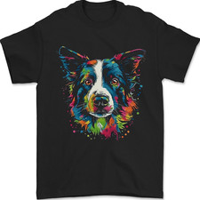 A Coloré Border Collie Chien T-Shirt 100% Coton