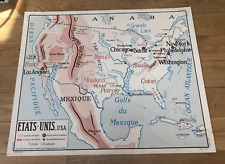 Ancienne Carte Affiche scolaire Rossignol type Vidal Etats-Unis et URSS 75x90cm