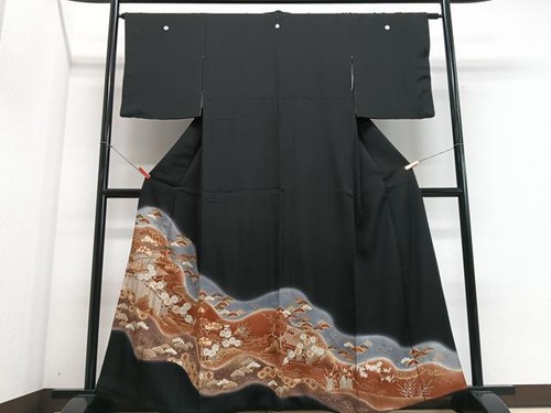 Kimono japonais noir - , broderie