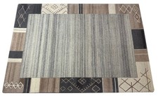 Tapis 100% Laine Gris Brun 160X230 Cm Laine Naturelle Tissé À La Main HT294U