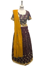 Lehenga Indien sequin femme Taille 38/40 Marron et Moutarde
