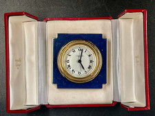 MUST de CARTIER  PARIS REVEIL PENDULETTE DE VOYAGE LAQUÉE BLEU LAPIS LAZULI