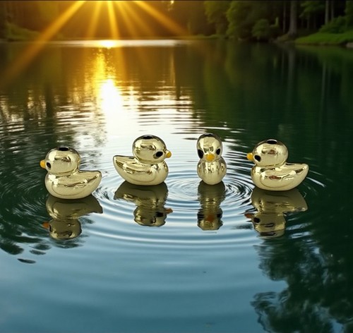 Gold duck charms bird - 10,