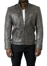 Blouson moto gris pour homme