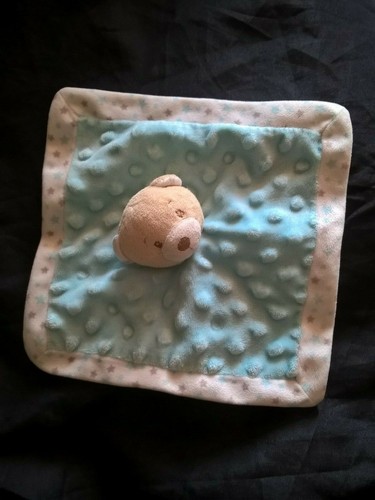Doudou ours beige - plat, bleu