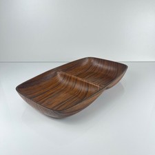 Plat apéritif vintage MCM mélaminé effet teck style Caleppio années 60s