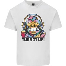 Turn It Up Monkey DJ Casque Audio Musique T-Shirt En Coton Léger Pour Hommes