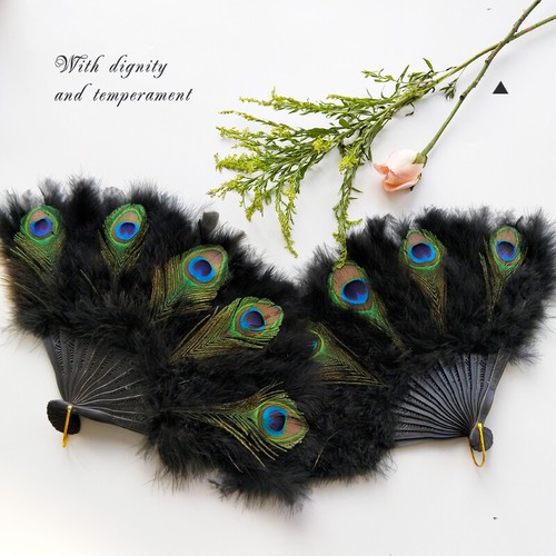 Chinois eventaille paon plume - chinois,