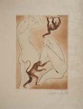 Alain BONNEFOIT : Les femmes aux singes, Gravure originale signée