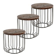 3x Table d'appoint bois massif