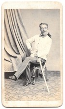 Photo CDV Militaire infanterie Armée Prusse 1870 Mainz Allemagne