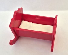 PLAYMOBIL LIT BERCEAU DE BEBE ROSE AVEC MATELAS BLANC A BASCULE CHAMBRE...