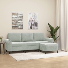 Canapé à 3 places avec repose-pieds Gris foncé 180 cm Velours canapé vidaXL