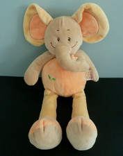 *. DOUDOU PELUCHE DOUKIDOU Dou Kidou ELEPHANT ORANGE FEUILLE VERT 43cm ET. NEUF*