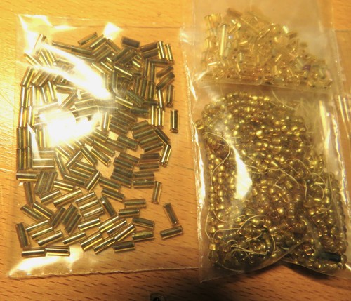Perles anciennes verre doré - perles,