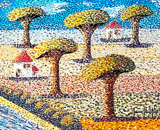 tableau peinture acrylique sur toile paysage, signé  direct de l'atelier, B Jost