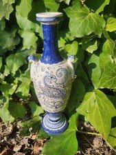 Vase Amphore Majolique Bleu Peint à la Main Deruta  ITALIE 36 cm