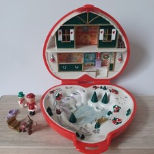 Rare Polly Pocket Bluebird 1989 - Noël/Christmas + 3 personnages Rennes Traîneau