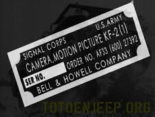 PLAQUETTE PLATE PHOTO CAMERA KF2 JEEP WILLYS