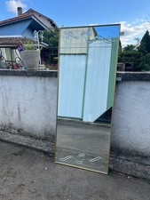 Grand miroir style vénitien à décor gravé et encadrement doré 184 cm