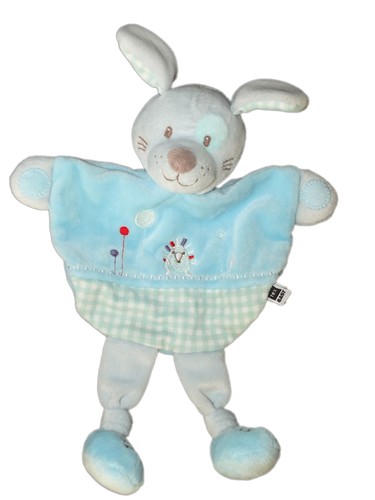 Doudou plat chien - lapin, bleu