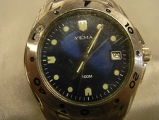 YEMA  MONTRE POIGNET HOMME TROTTEUSE DATEUR MOUVEMENT QUARTZ WATCH VINTAGE