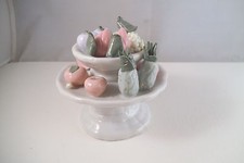 Unmarked Ceramic Fruit Basket Figurine Banana Apple Pineapple