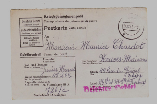 Ww2 carte prisonnier - carte, de