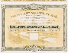 MAISON J.Hré. SECRESTAT AINE - ACTION DE 500 FRANCS - FRANCE, BORDEAUX