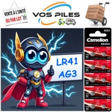 Piles Alcaline 1,5V : AG3 LR41 LR736 192 392 G3 SR41 SR41SW 28 mAh ( Camelion )