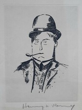 Autoportrait MAURICE DE VLAMINCK Gravure Pipe Fumer TABAC 