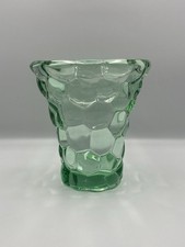 Grand Vase verre Pierre D'Avesn Nid D’abeille Vert Art deco Non Signé Bon État