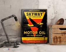 Plaque métal déco Skyway motor oil publicité vintage huile moteur avion 40x30cm